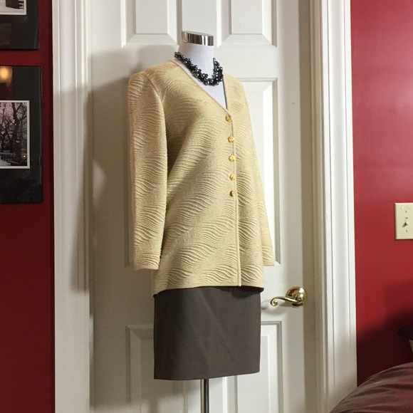 ESCADA Gold Cardigan Sweater! Exceptional Luxury! Size Small Metallic Long - Picture 7 of 8